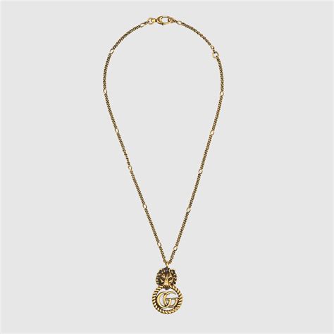 Gucci Collana testa di leone con Doppia G. Unisex 